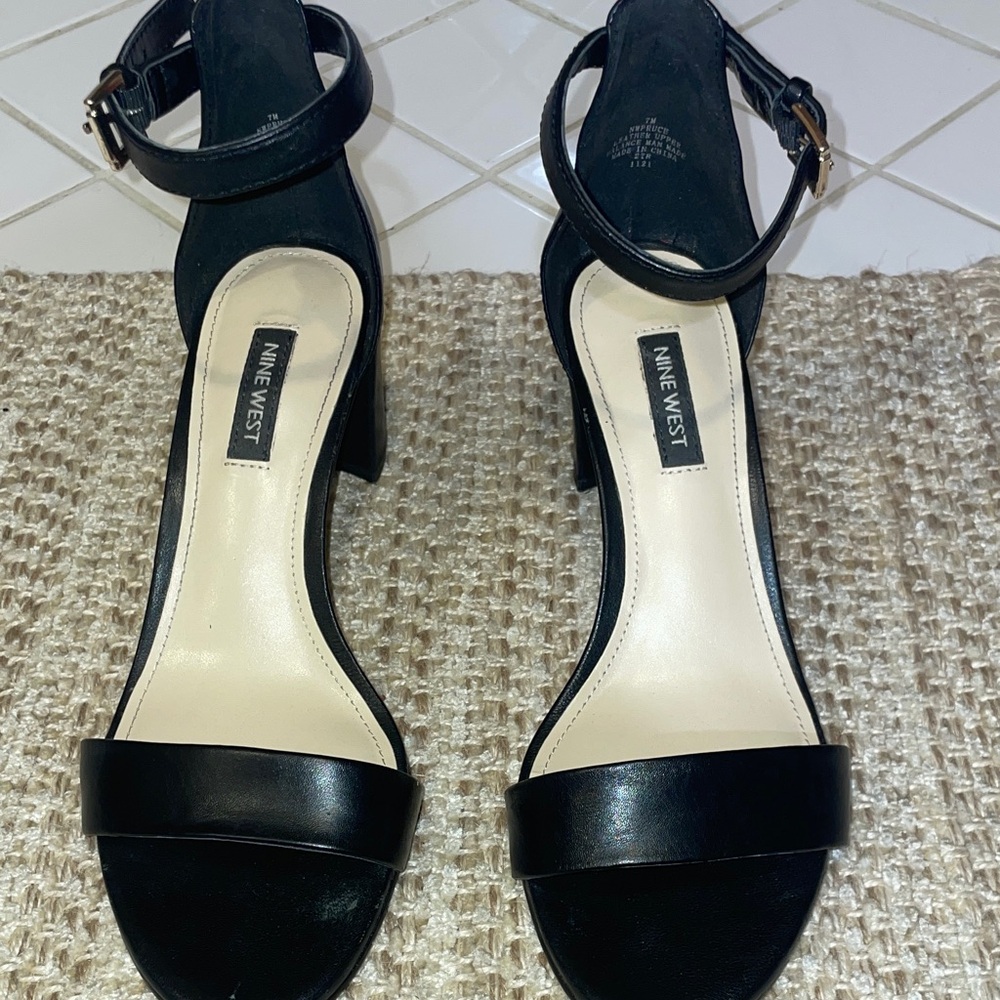 Nine West Black Ankle Strap Heels